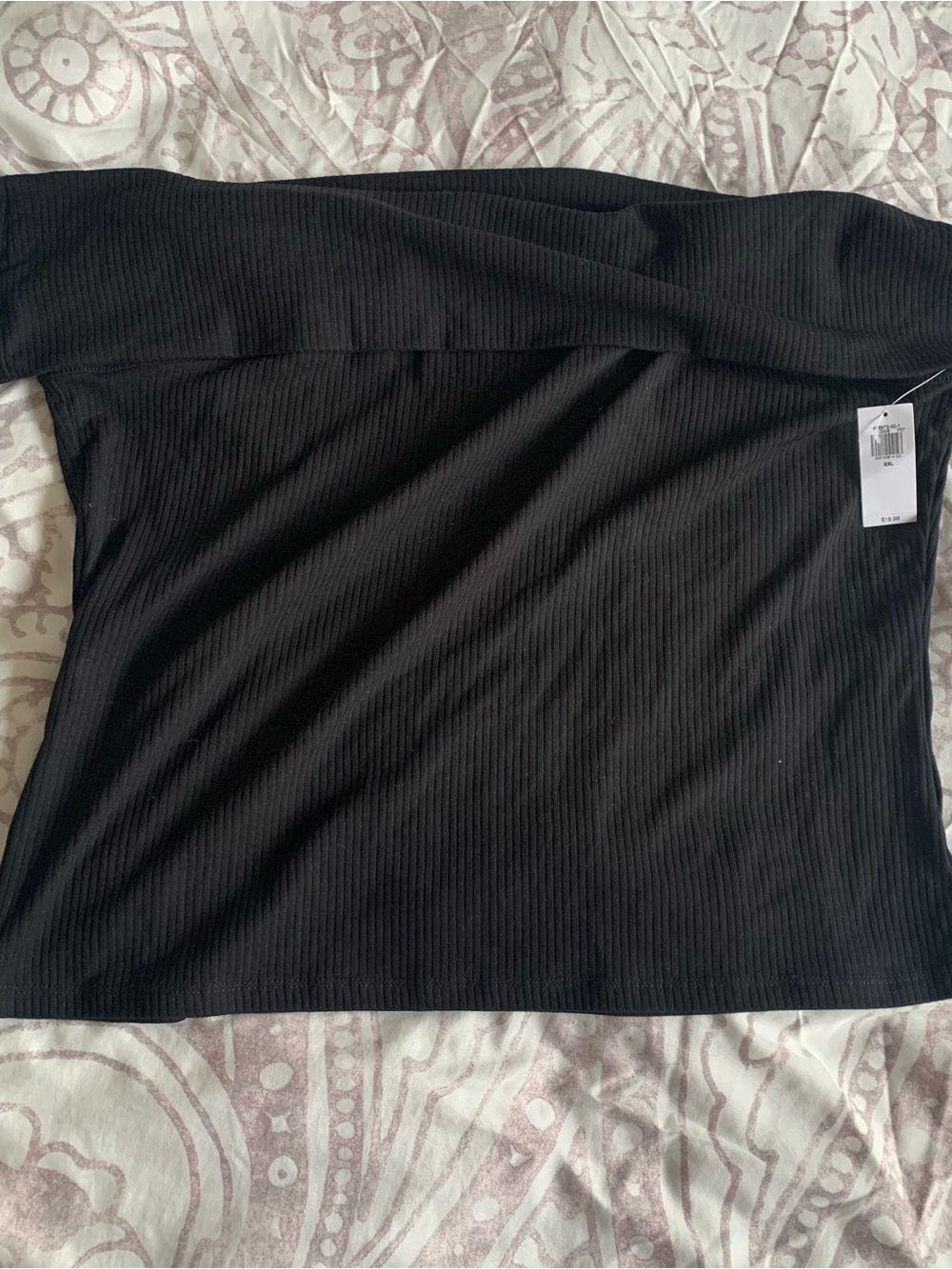 Old Navy Black Off-Shoulder Ribbed Crop Top